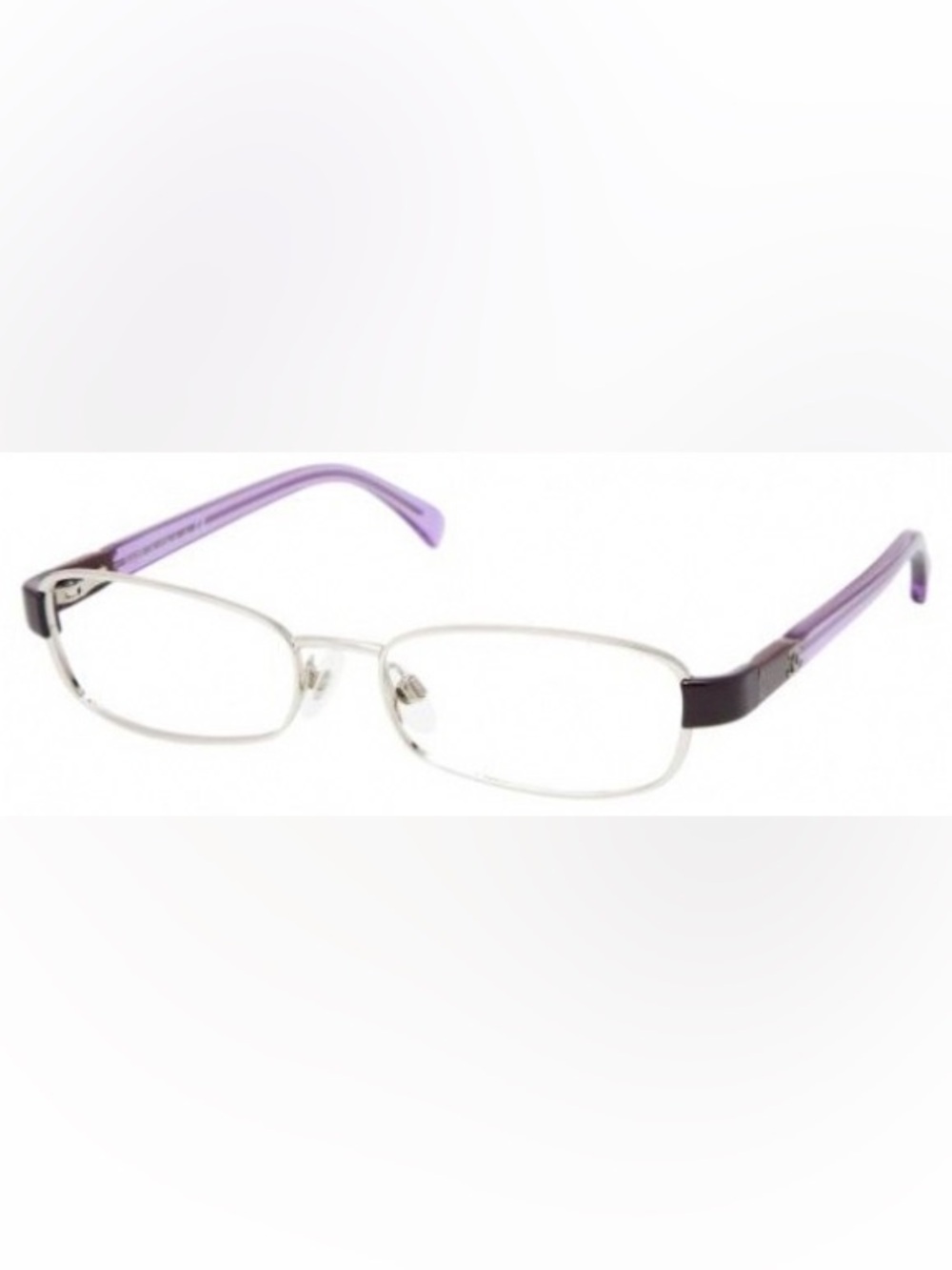 CHANEL Silver Metal Rectangular Glasses with Purple Temples discontinued vintage